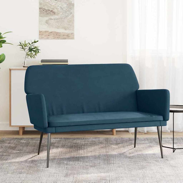 Blaue Samt Sitzbank 108 cm