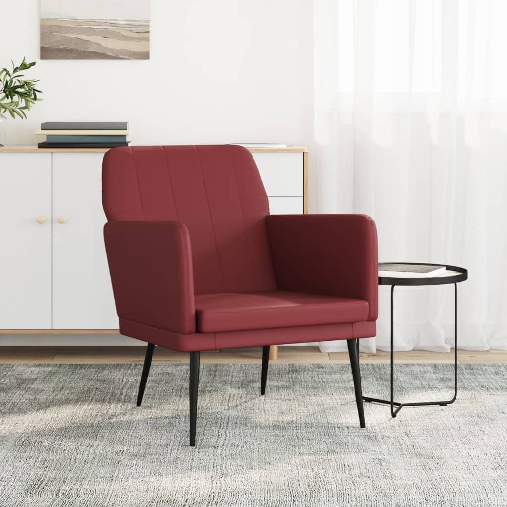 Weinroter Sessel Kunstleder 61x78x80 cm