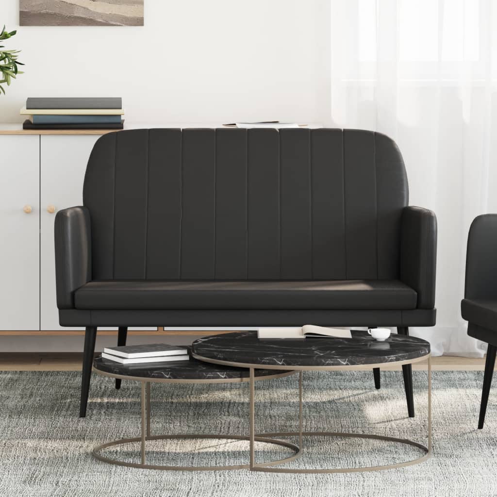 Schwarze Kunstleder Sitzbank 107 cm