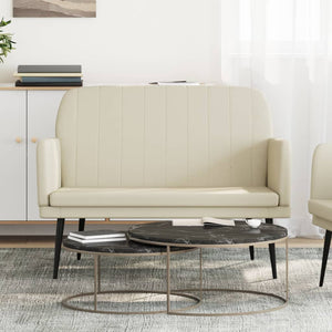 Creme Kunstleder Sitzbank, 107 cm