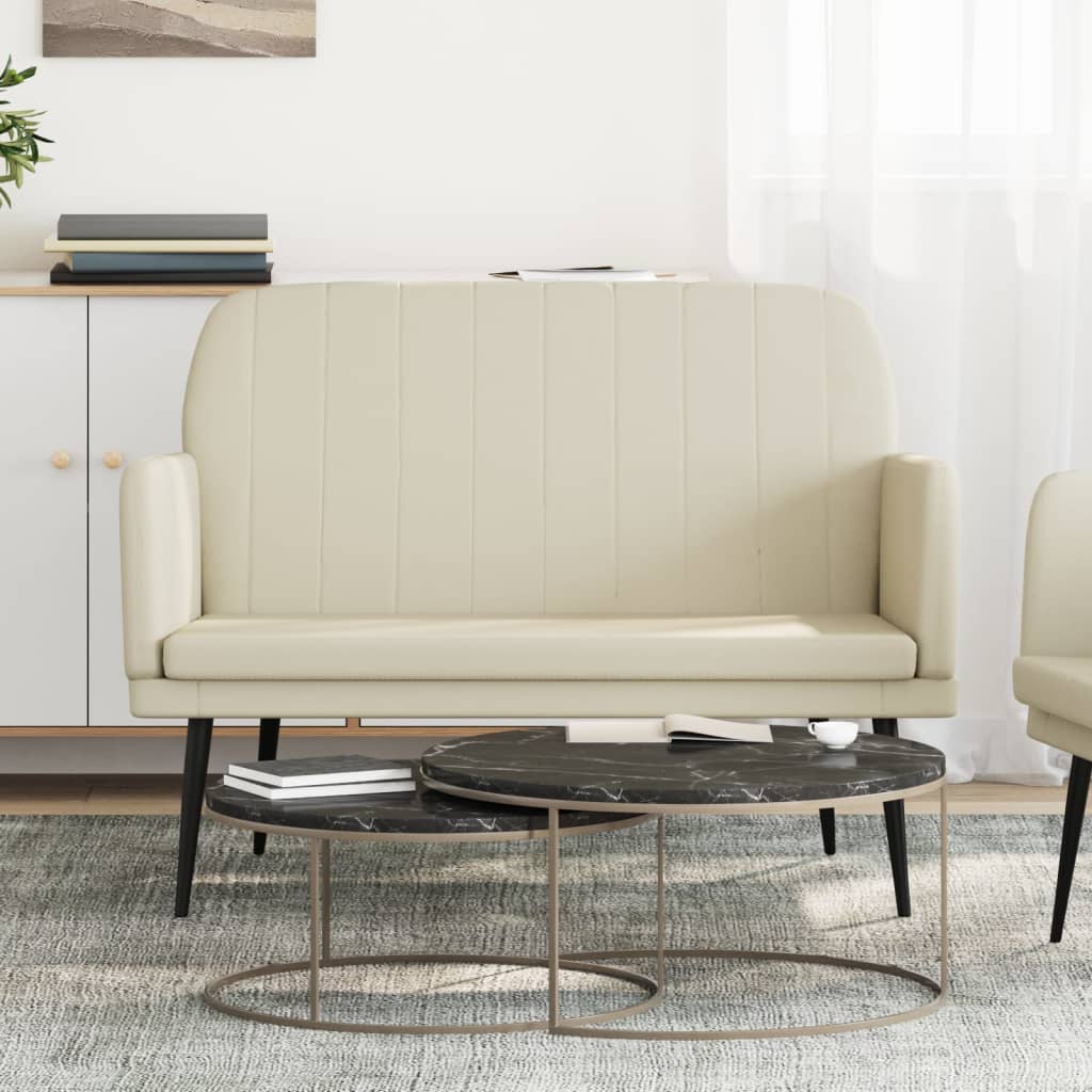Creme Kunstleder Sitzbank, 107 cm