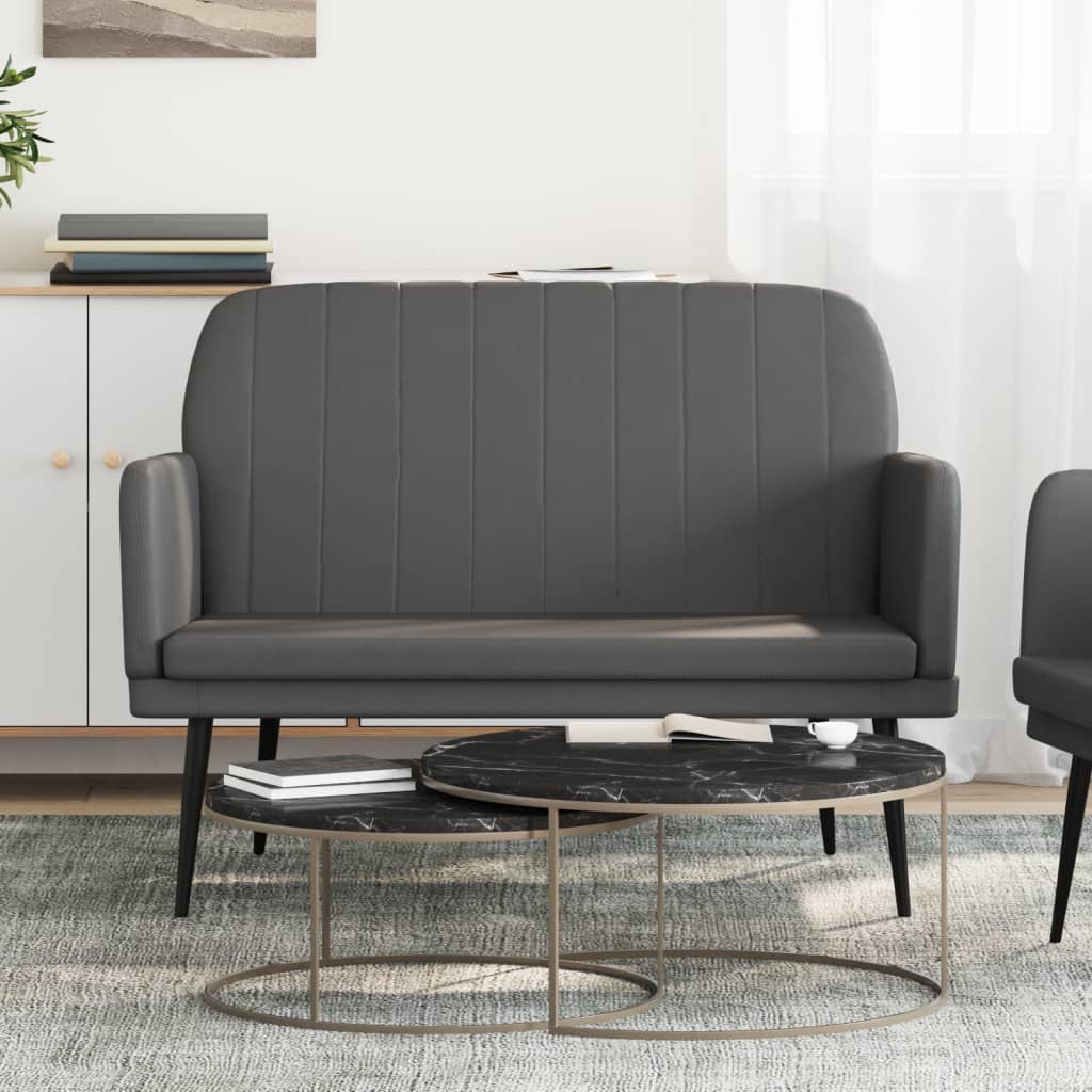 Graue Kunstleder Sitzbank 107 cm