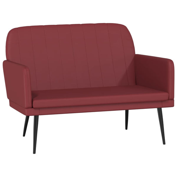 Weinrote Kunstleder Sitzbank, 107 cm