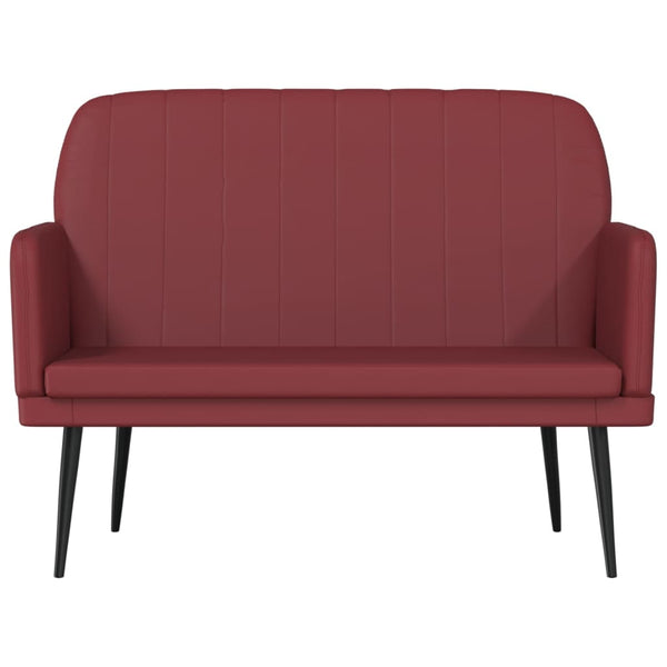 Weinrote Kunstleder Sitzbank, 107 cm