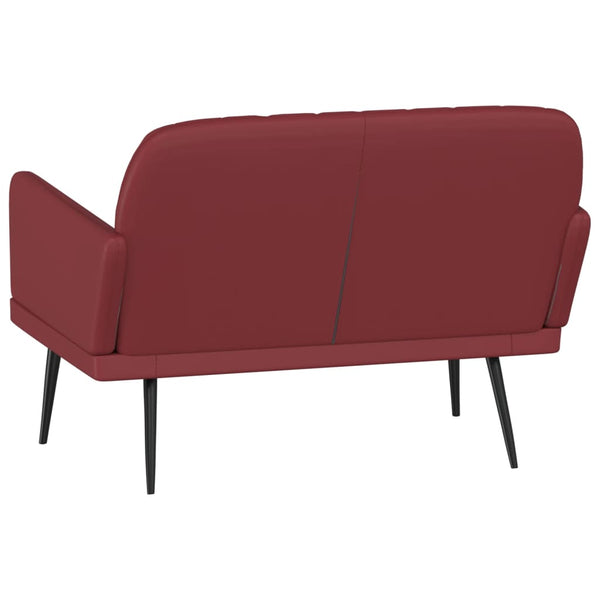 Weinrote Kunstleder Sitzbank, 107 cm