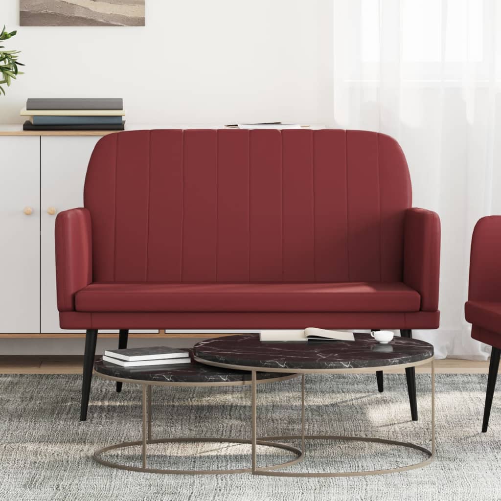 Weinrote Kunstleder Sitzbank, 107 cm