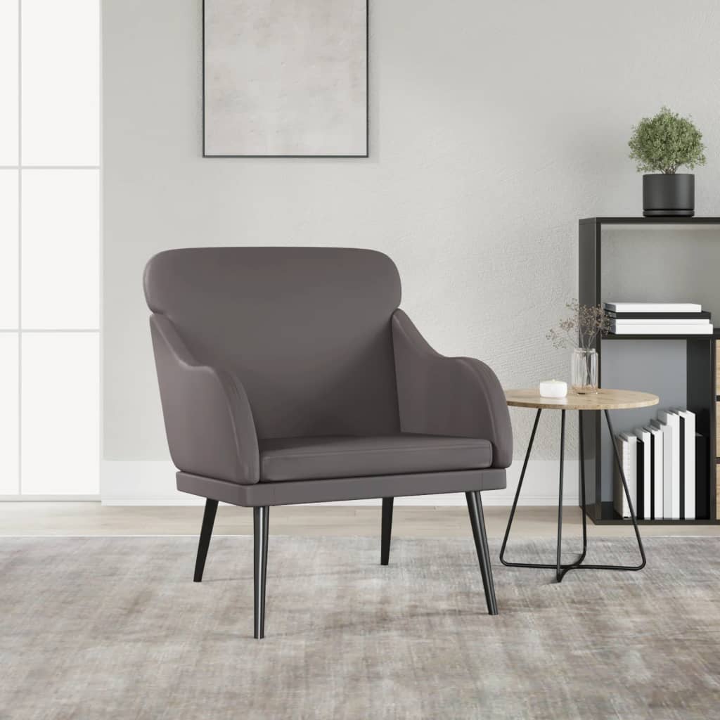 Grauer Kunstleder Sessel 63x76x80 cm