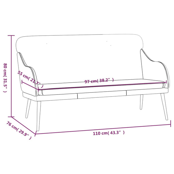 vidaXL Bench Black 110x76x80 cm Faux Leather