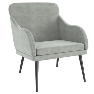 vidaXL Armchair Light Gray 63x76x80 cm Velvet
