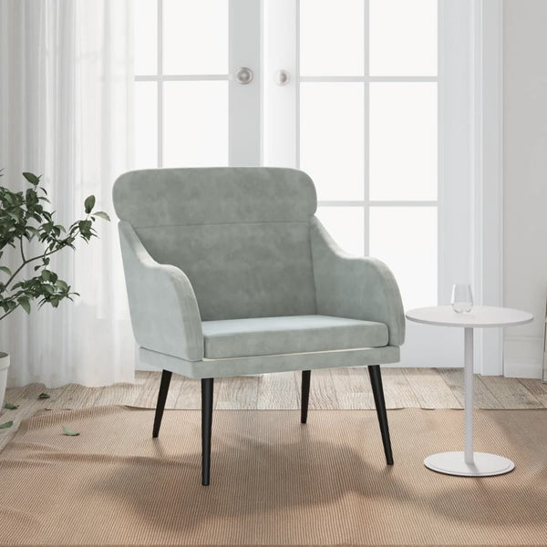 vidaXL Armchair Light Gray 63x76x80 cm Velvet