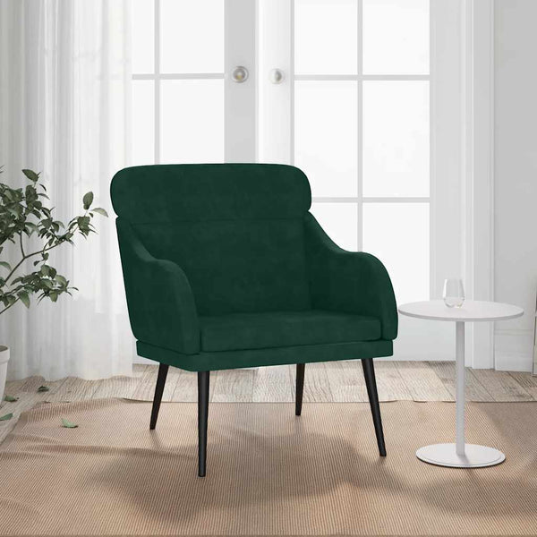vidaXL Armchair Dark Green 63x76x80 cm Velvet