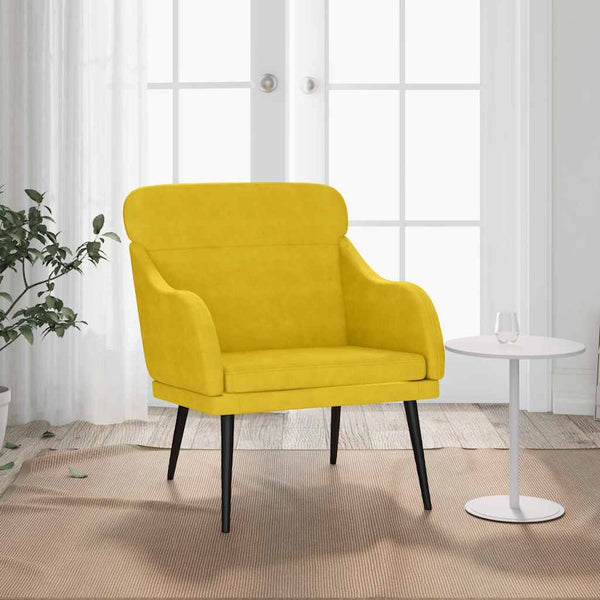 vidaXL Armchair Yellow 63x76x80 cm Velvet