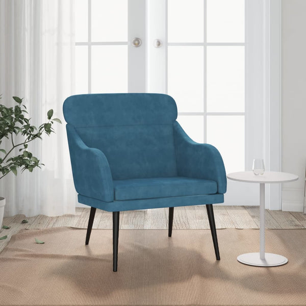 vidaXL Armchair Blue 63x76x80 cm Velvet