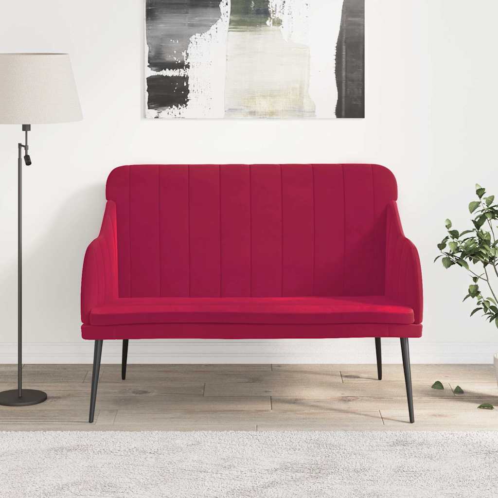 vidaXL Bench Wine Red 110x76x80 cm Velvet