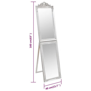 vidaXL Freestanding Mirror Silver 40x160 cm