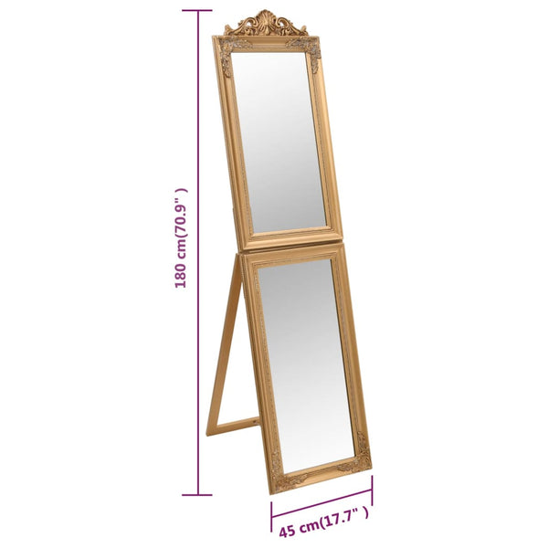 vidaXL Full-Length Mirror Gold 45x180 cm