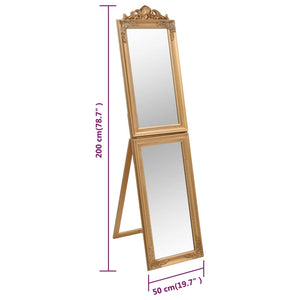vidaXL Gold-Colored Full-Length Mirror 50x200 cm