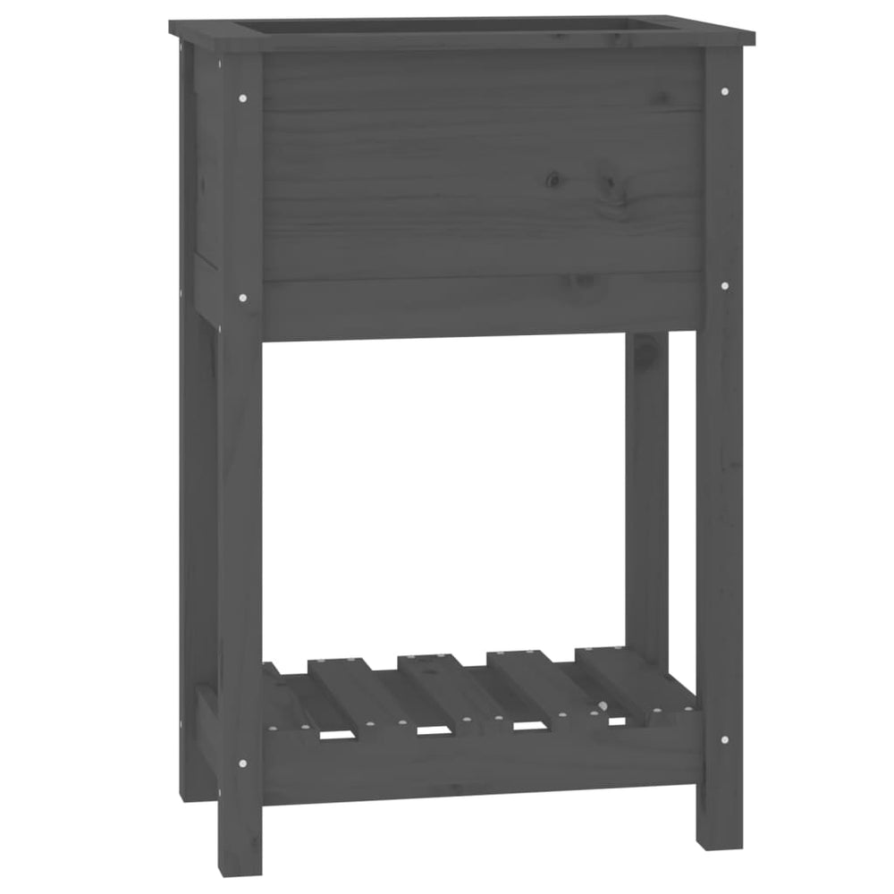 vidaXL Planter with Shelf Grey 54x34.5x81 cm Solid Pine Wood