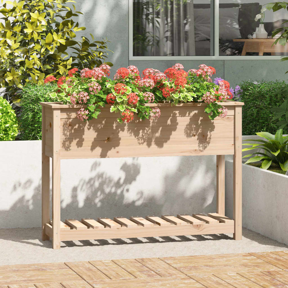 vidaXL Planter with Shelf 111.5x34.5x81 cm Solid Pine Wood