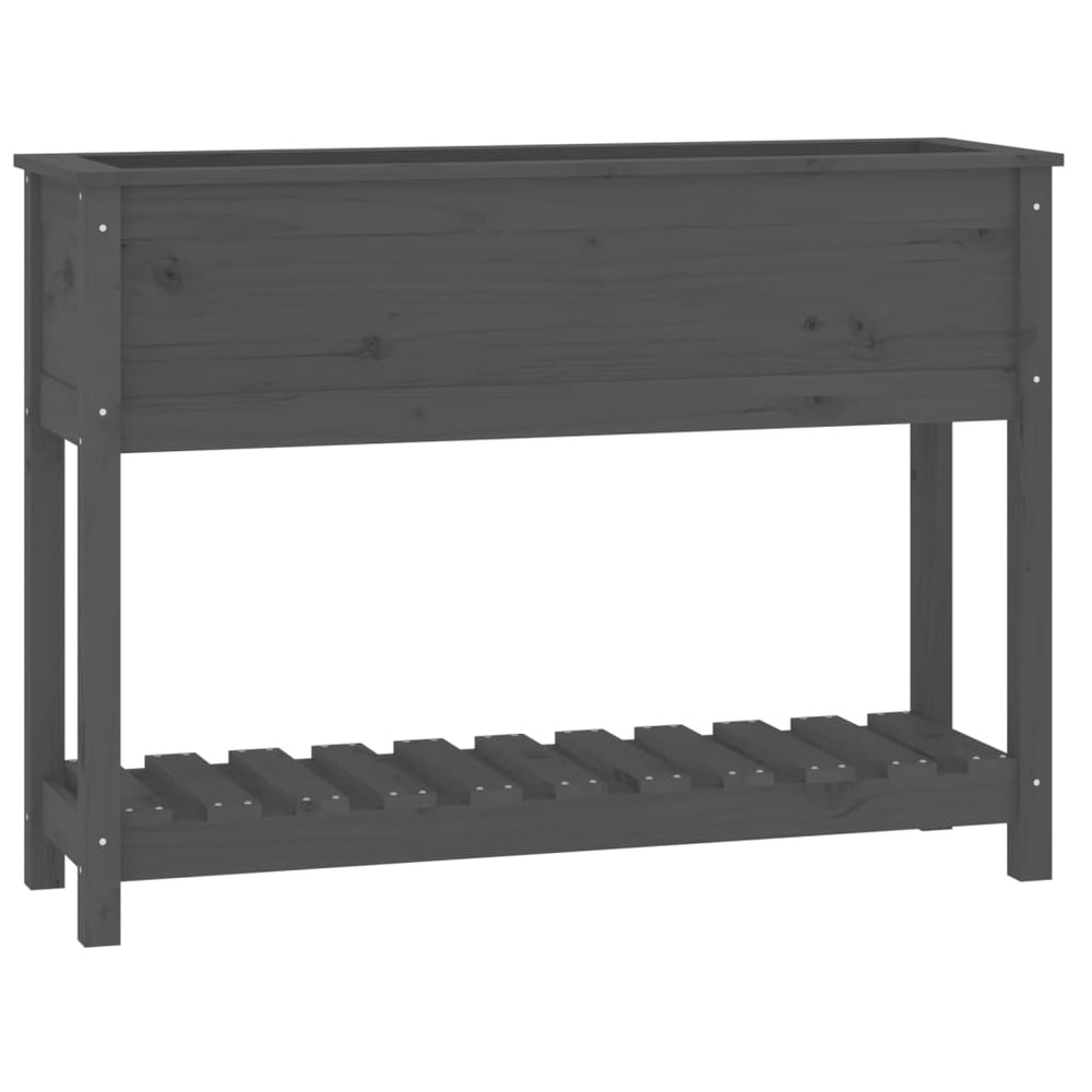 vidaXL Planter with Shelf Grey 111.5x34.5x81 cm Solid Pine Wood