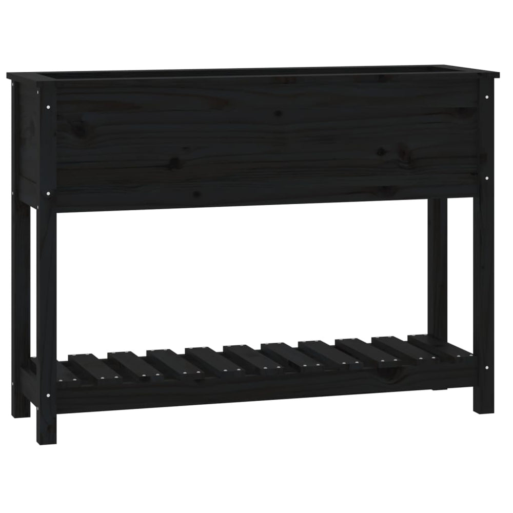 vidaXL Planter with Shelf Black 111.5x34.5x81 cm Pine Wood