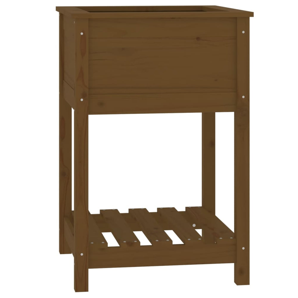 vidaXL Planter with Shelf Honey Brown 54x54x81 cm Solid Pine Wood