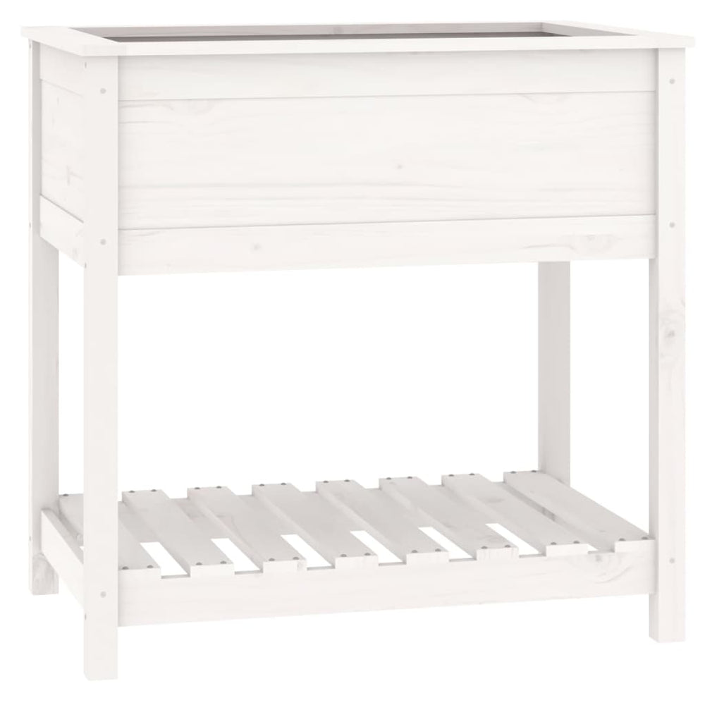 vidaXL Planter with Shelf White 82.5x54x81 cm Solid Pine Wood