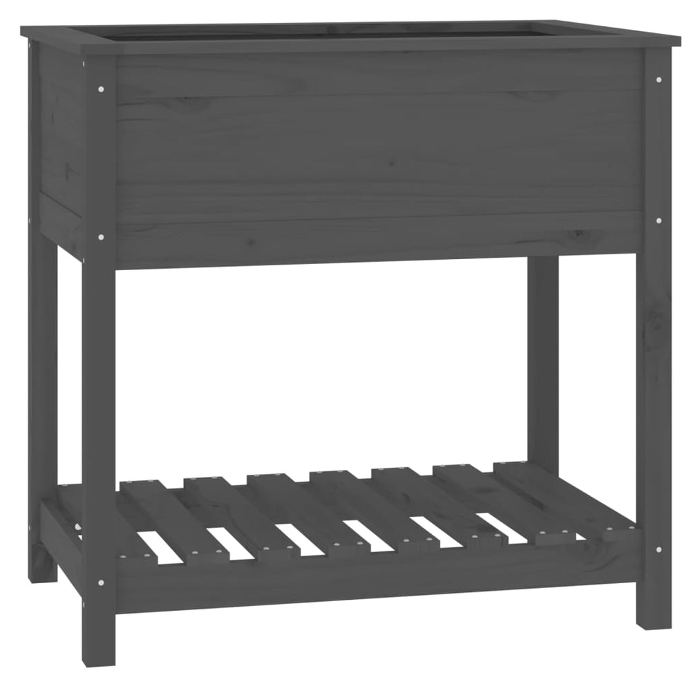 vidaXL Raised Garden Bed with Storage Grey 82.5x54x81 cm Solid Pine Wood