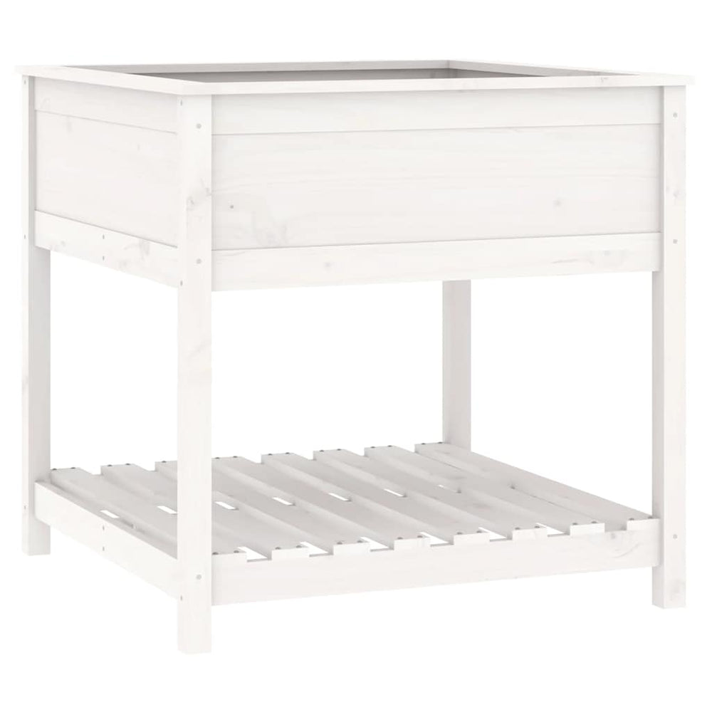 vidaXL Planter with Storage White 82.5x82.5x81 cm Solid Pine Wood