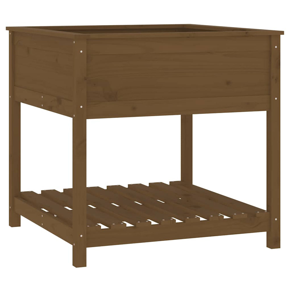 vidaXL Planter with Shelf Honey Brown 82.5x82.5x81 cm Pinewood