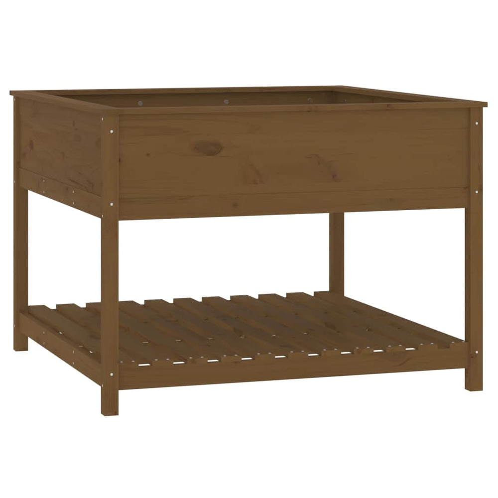 vidaXL Planter with Shelf Honey Brown 111.5x111.5x81 cm Pinewood