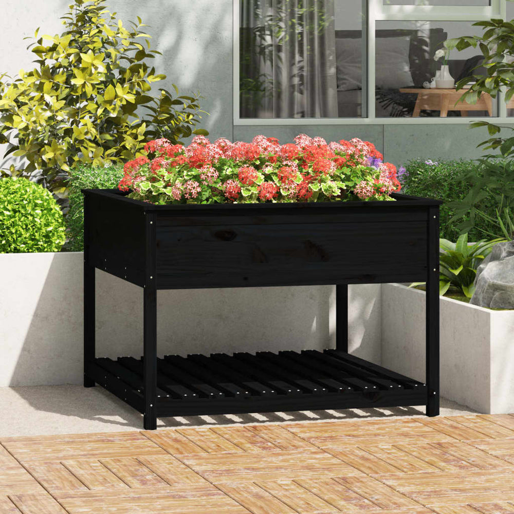 vidaXL Planter with Trellis Black 111.5x111.5x81 cm Pinewood