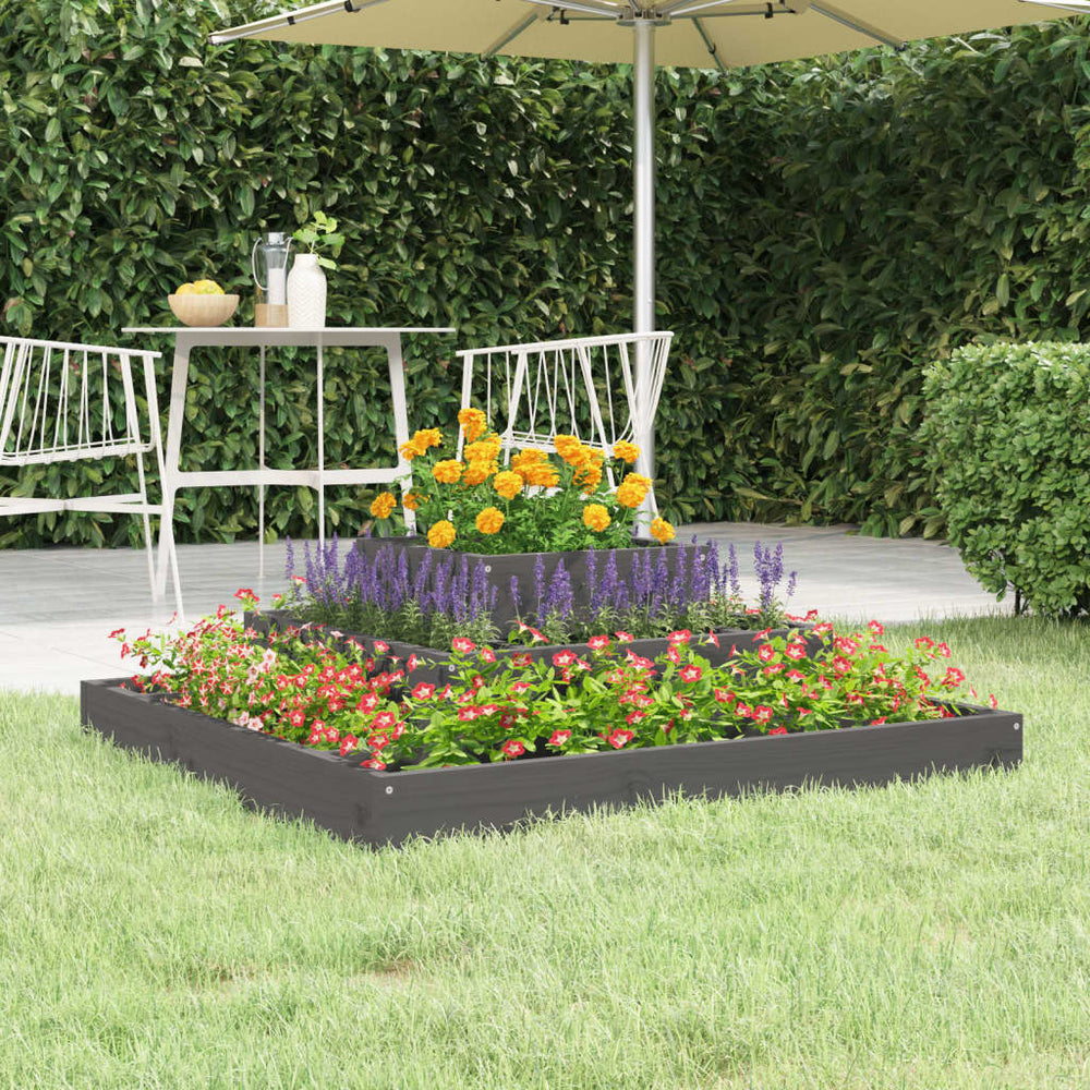 vidaXL Planter Gray 80x80x27 cm Solid Pine Wood