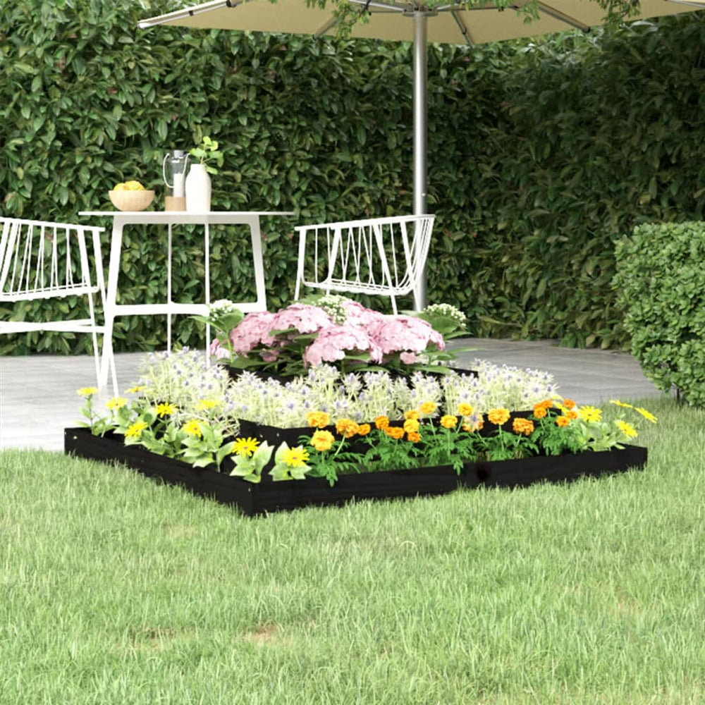 vidaXL Planter Box Black 110x110x27 cm Solid Pine Wood