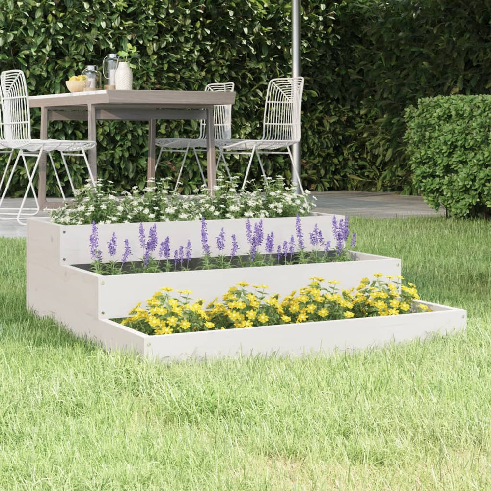 vidaXL Planter White 78x78x27 cm Solid Pine Wood