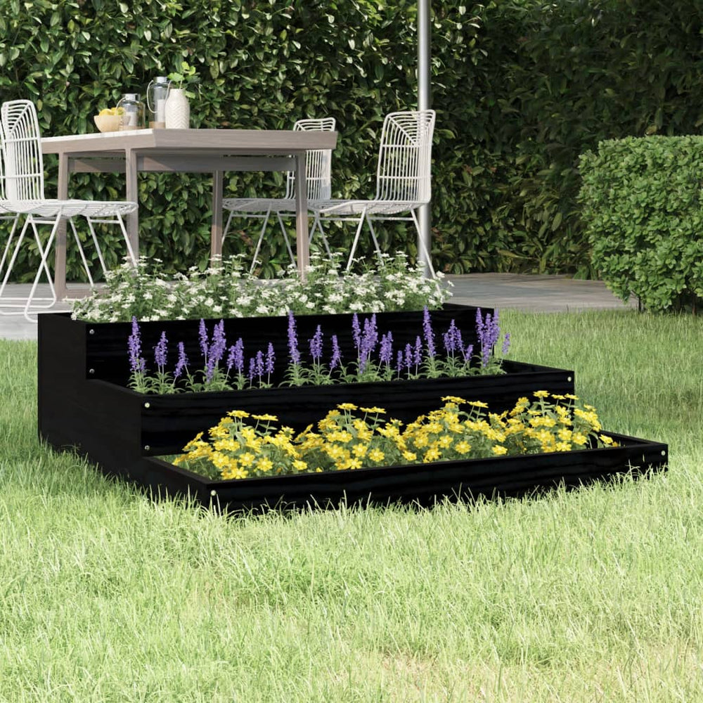 vidaXL Planter Black 78x78x27 cm Solid Pine Wood