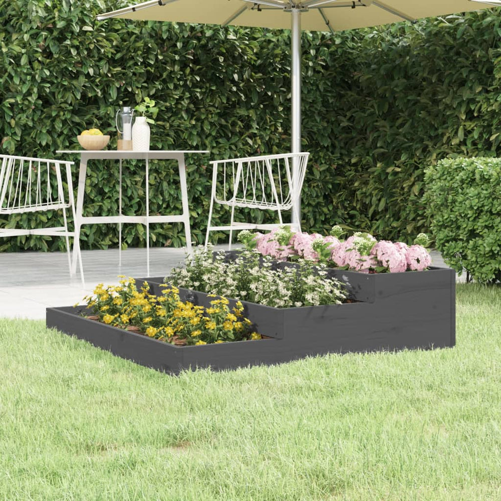 vidaXL Raised Garden Bed Grey 107x107x27 cm Solid Pine Wood