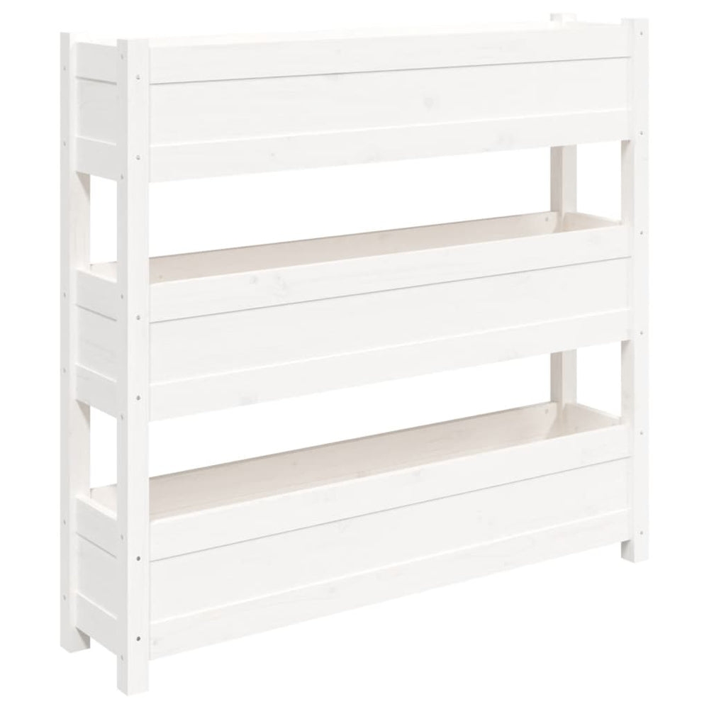 vidaXL Planter White 112x25x104.5 cm Solid Pine Wood