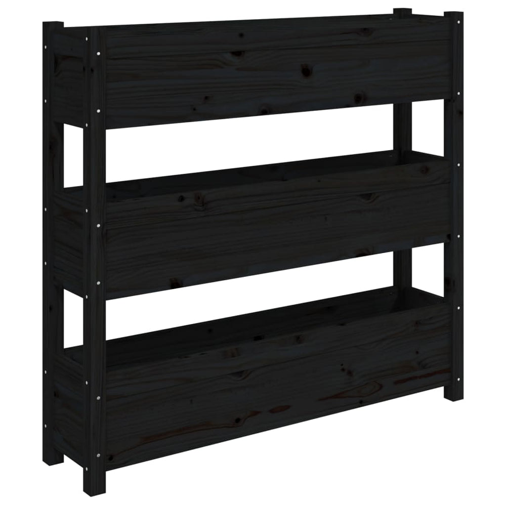 vidaXL Planter Black 112x25x104.5 cm Solid Pine Wood
