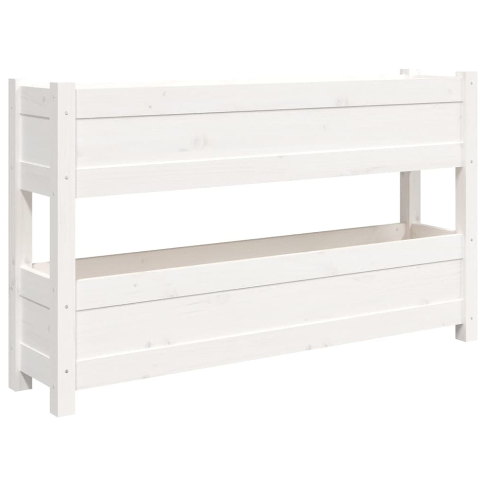 vidaXL Planter White 112x25x66 cm Solid Pine Wood