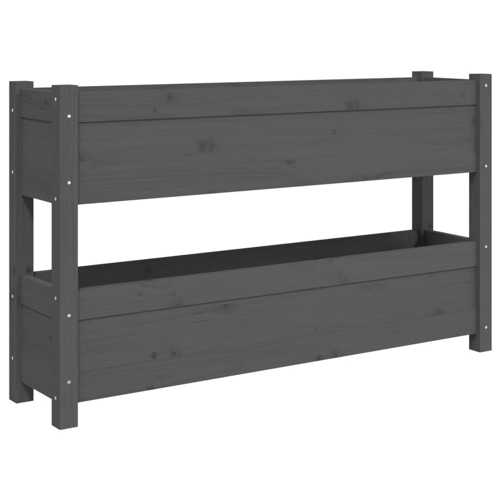 vidaXL Planter Grey 112x25x66 cm Solid Pine Wood