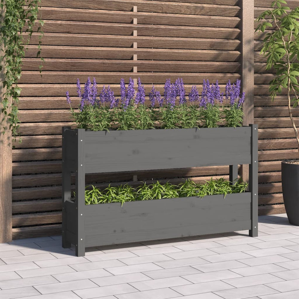 vidaXL Planter Grey 112x25x66 cm Solid Pine Wood