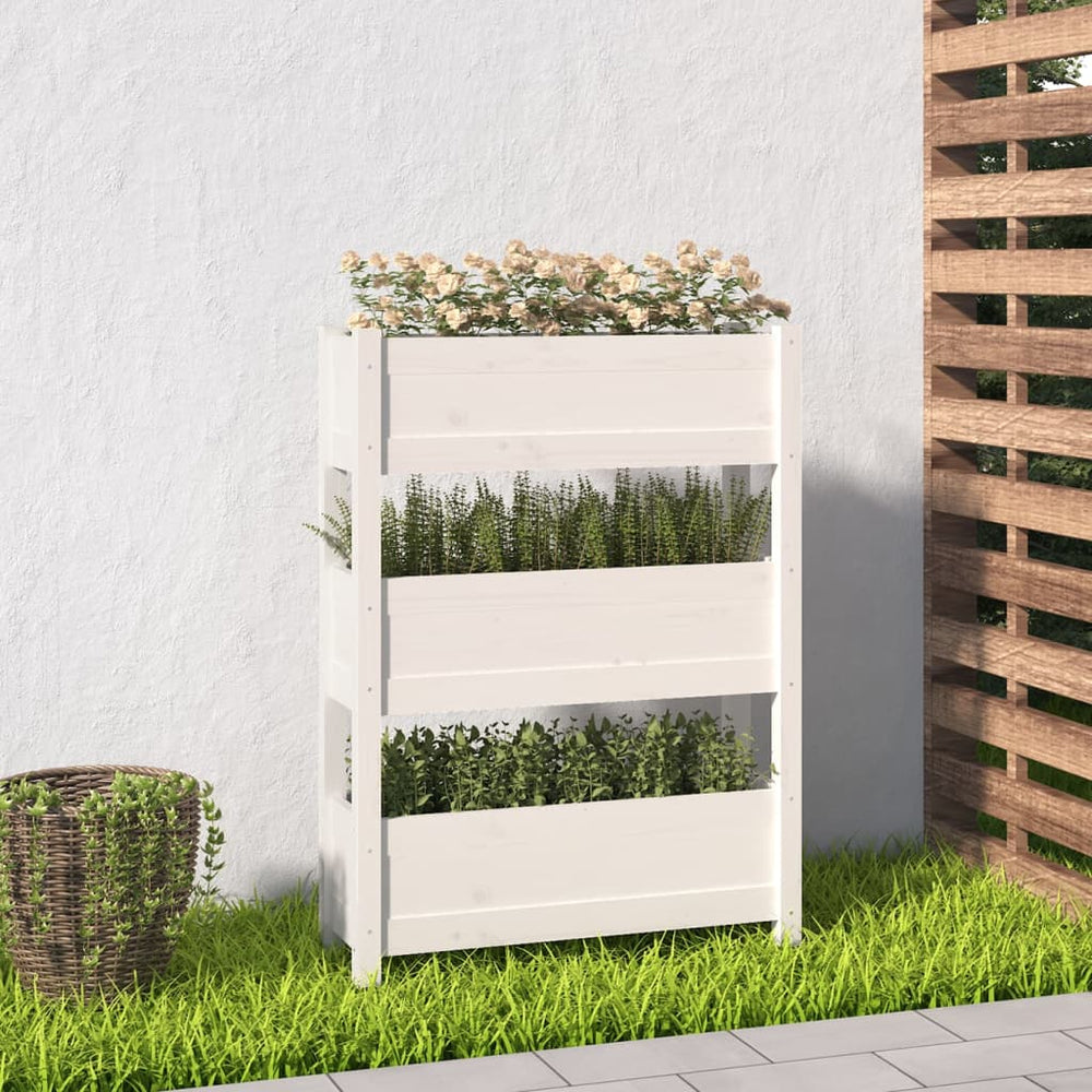 vidaXL Planter White 77x25x104.5 cm Solid Pine Wood