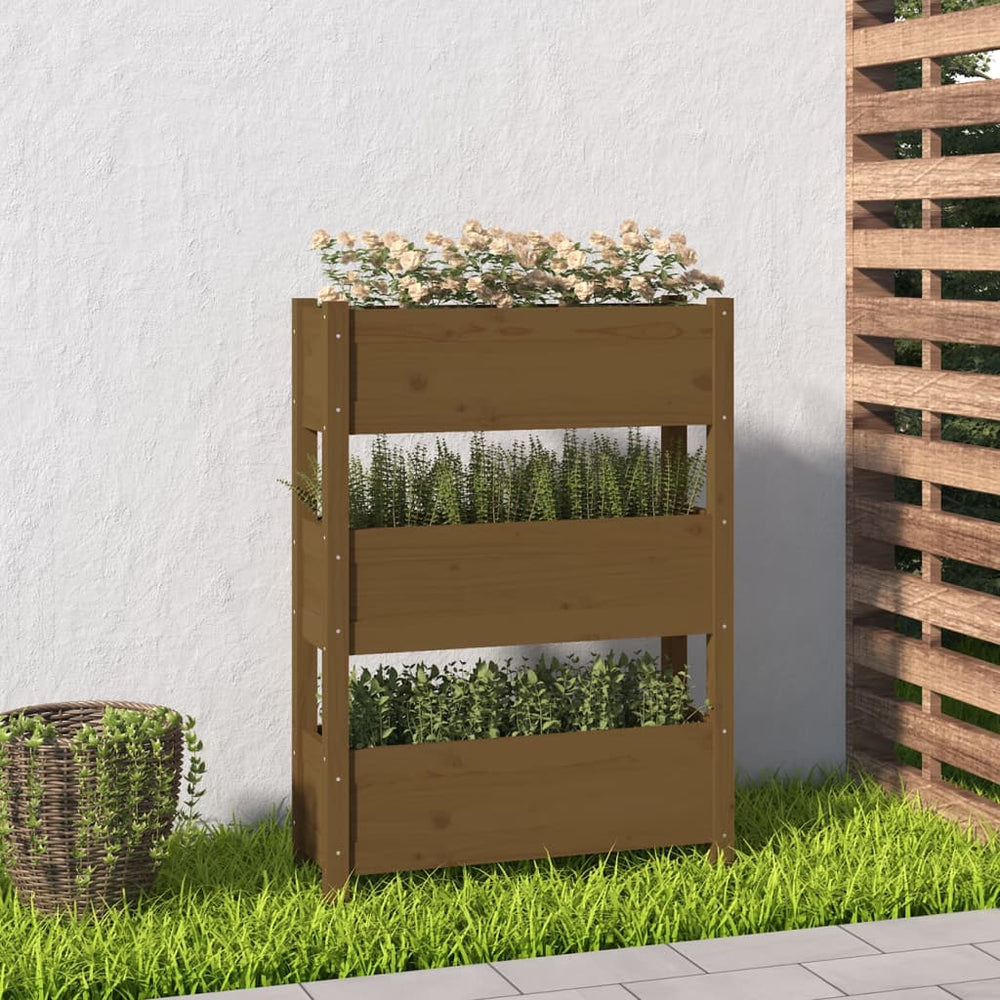 vidaXL Planter Honey Brown 77x25x104.5 cm Solid Pine Wood