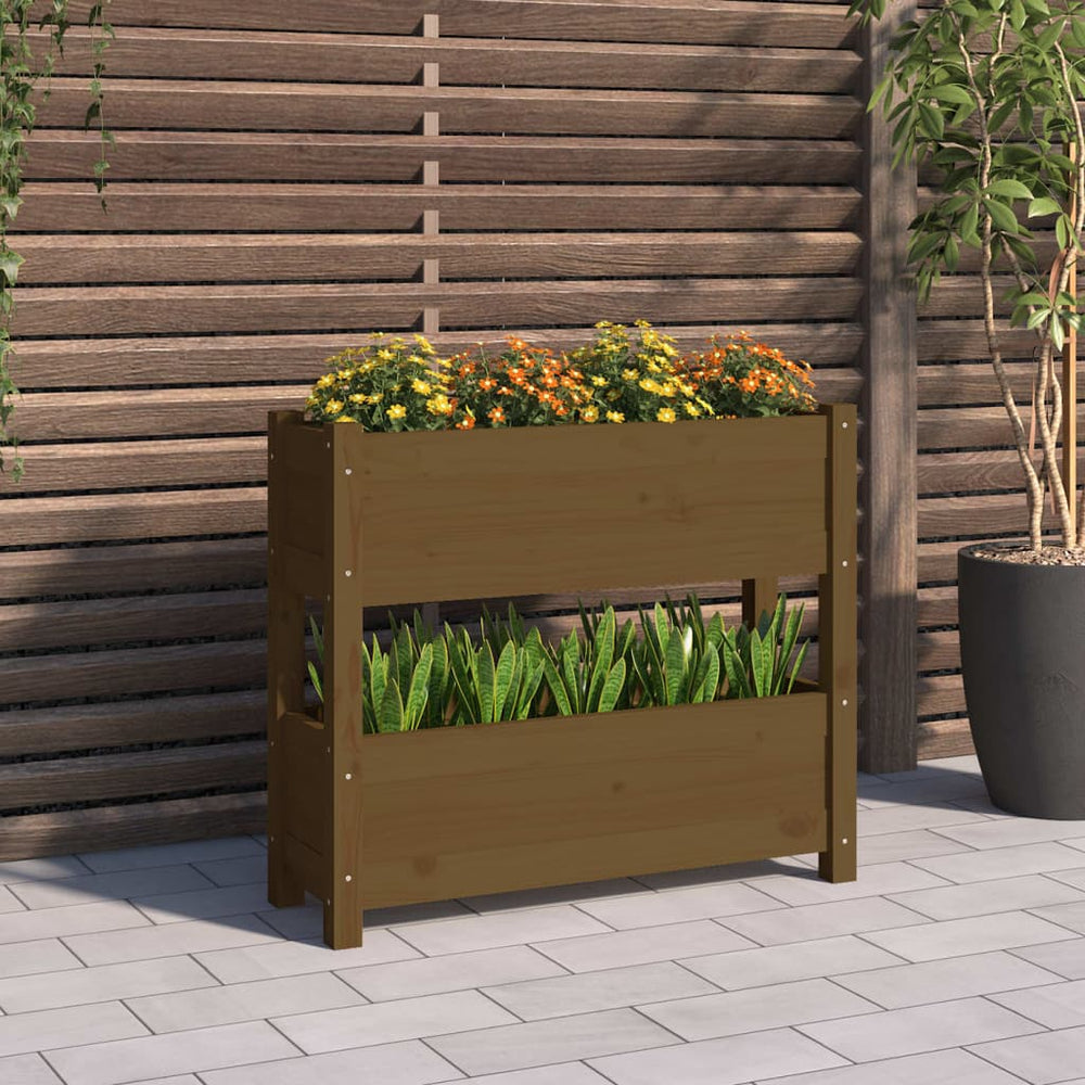 vidaXL Planter Honey Brown 77x25x66 cm Solid Pine Wood
