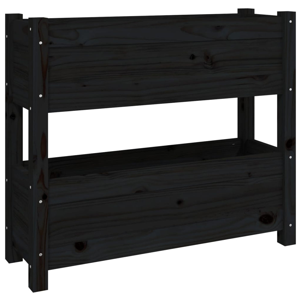 vidaXL Planter Box Black 77x25x66 cm Solid Pine Wood
