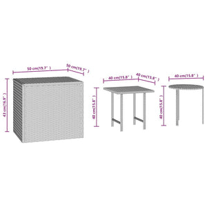vidaXL Side Tables 3 pcs Black Poly Rattan