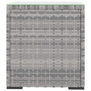 vidaXL Side Table Grey 40x37x40.5 cm Poly Rattan and Tempered Glass