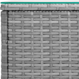 vidaXL Side Table Grey 40x37x40.5 cm Poly Rattan and Tempered Glass