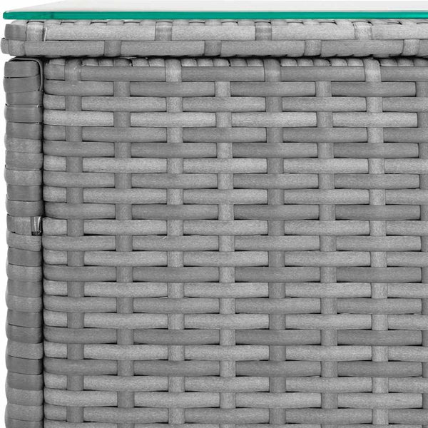 vidaXL Side Table Grey 40x37x40.5 cm Poly Rattan and Tempered Glass